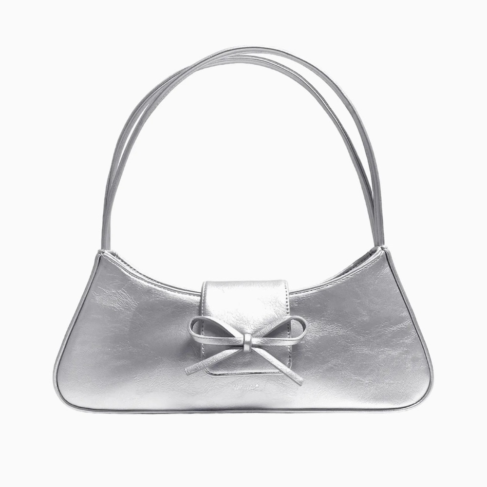 NWOT TTMAB Bow Small Baguette Bag - Moonshine Silver